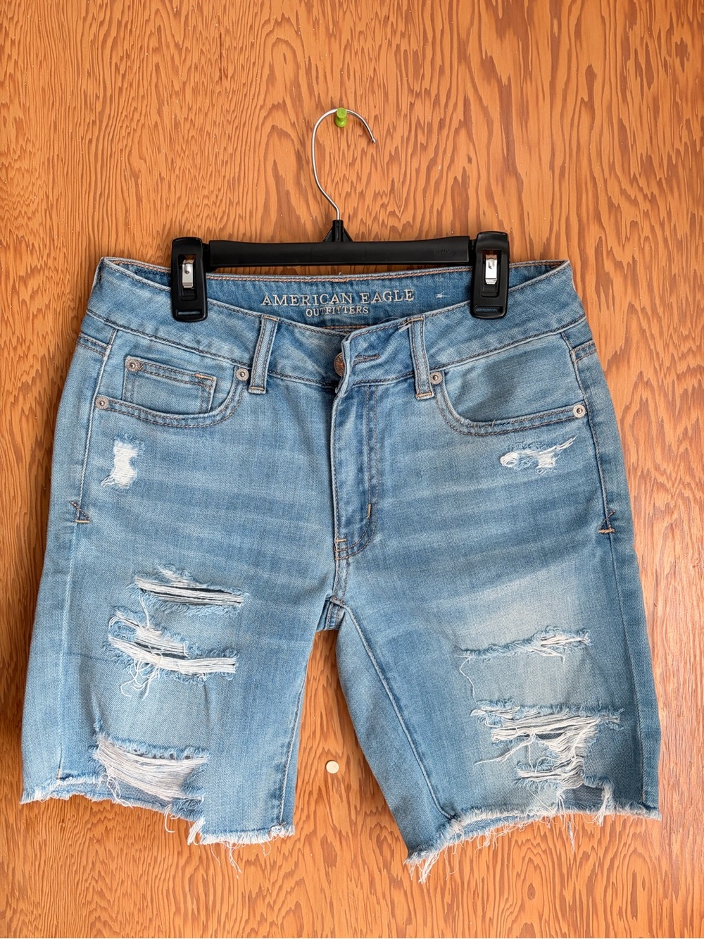 American Eagle Outfitters Light Blue Distressed Denim Shorts